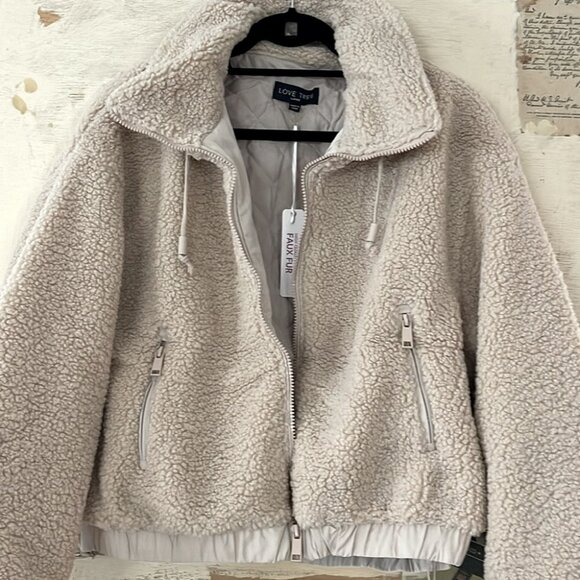 Sherpa Fleece Ivory Teddy Bear Jacket - Picture 1 of 4
